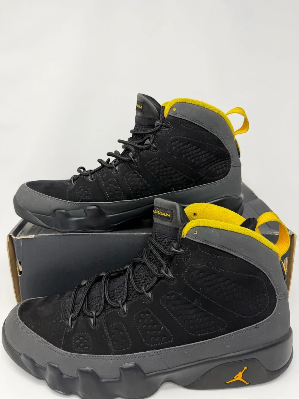 Jordan Men’s Black and Yellow High-Top Sneakers